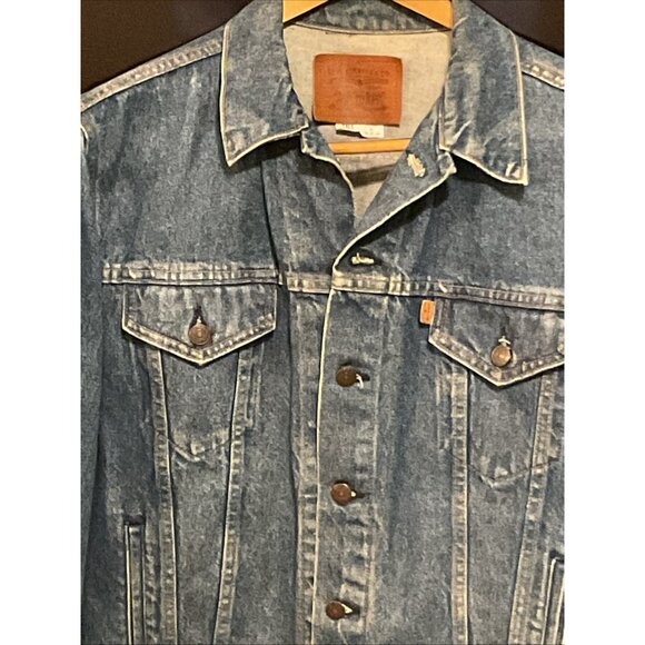 VTG Levi's Mens Blue Long Sleeve Pockets Button Front Denim Jean Jacket Size XLT - Picture 10 of 13